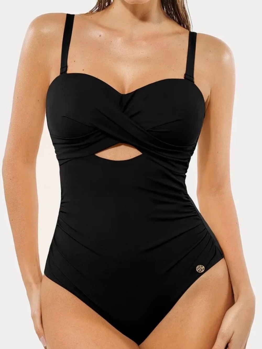 Popilush Twist & Shirred Sculpting One-Piece with Removable Straps